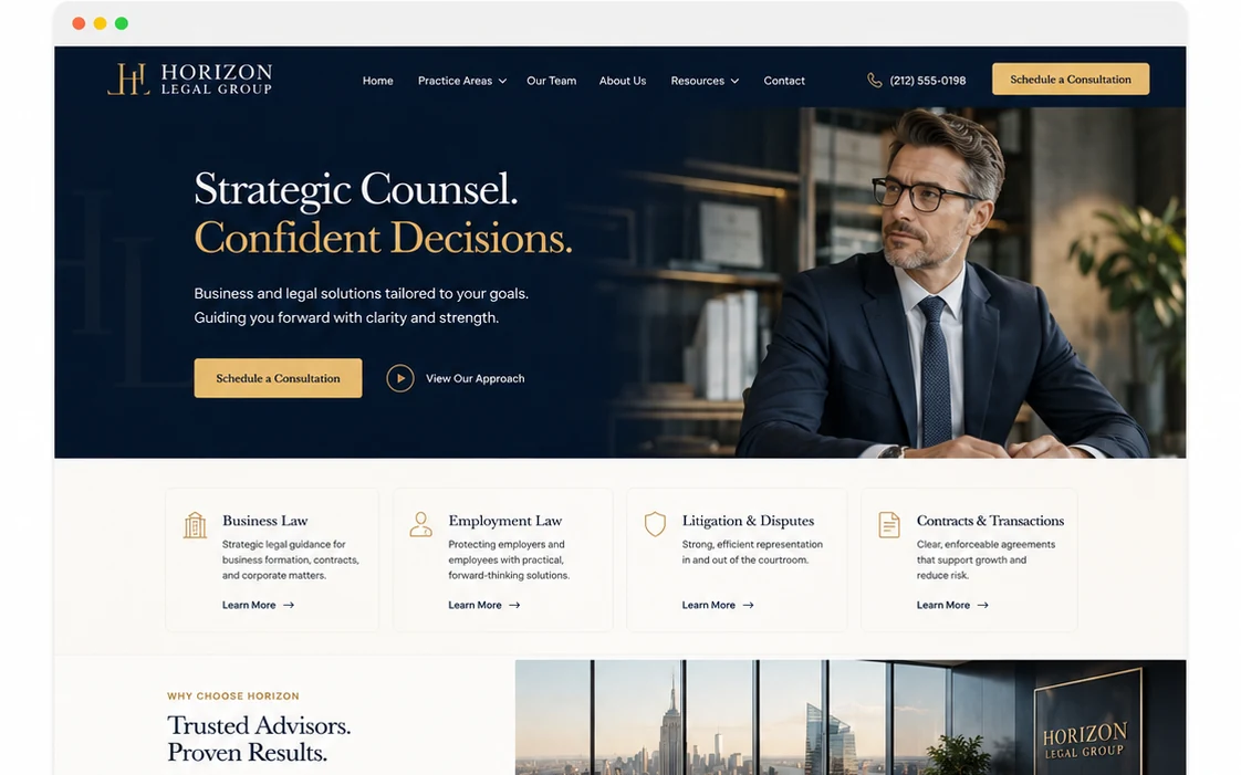 Horizon Legal Group website concept preview