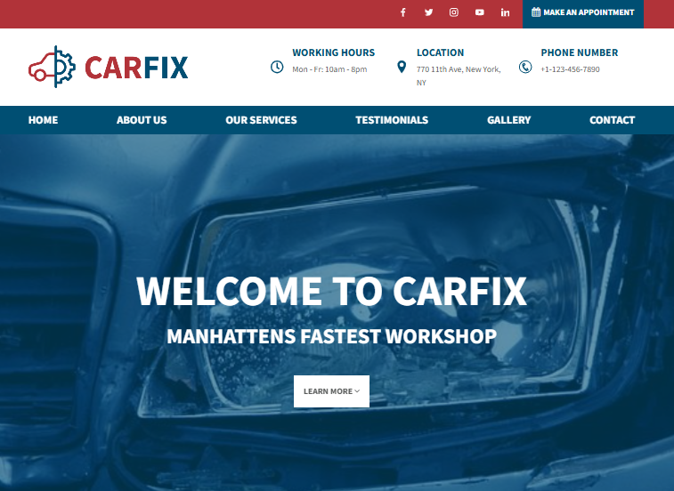Auto repair and automotive services website design