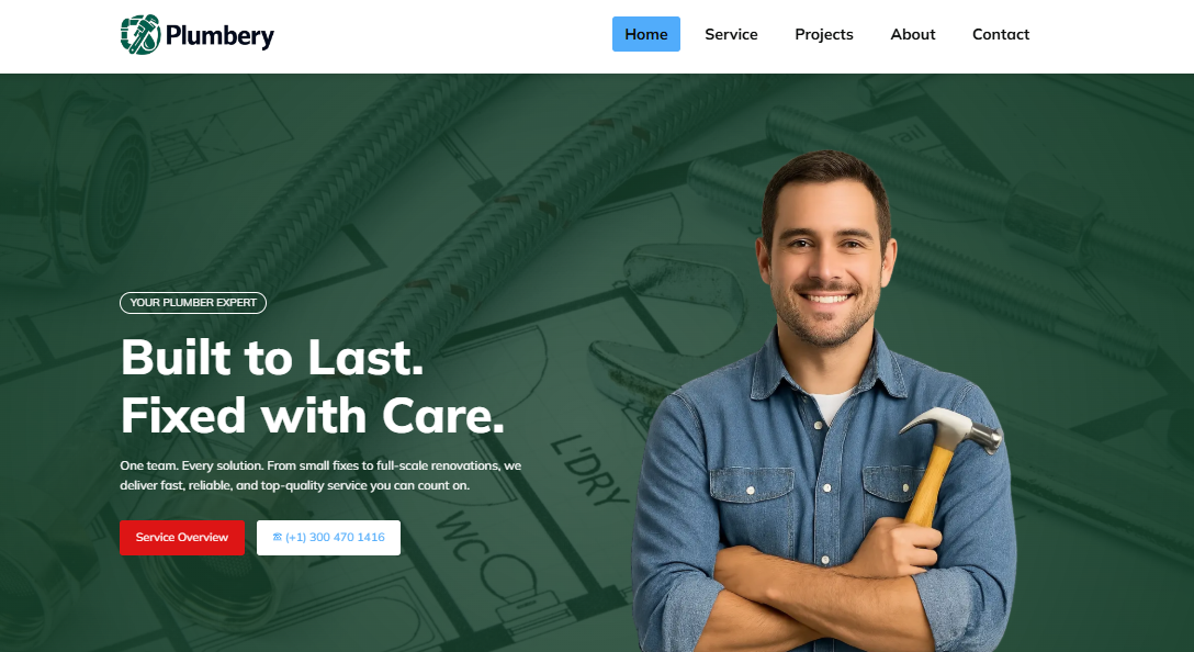 Plumbing and home services website design